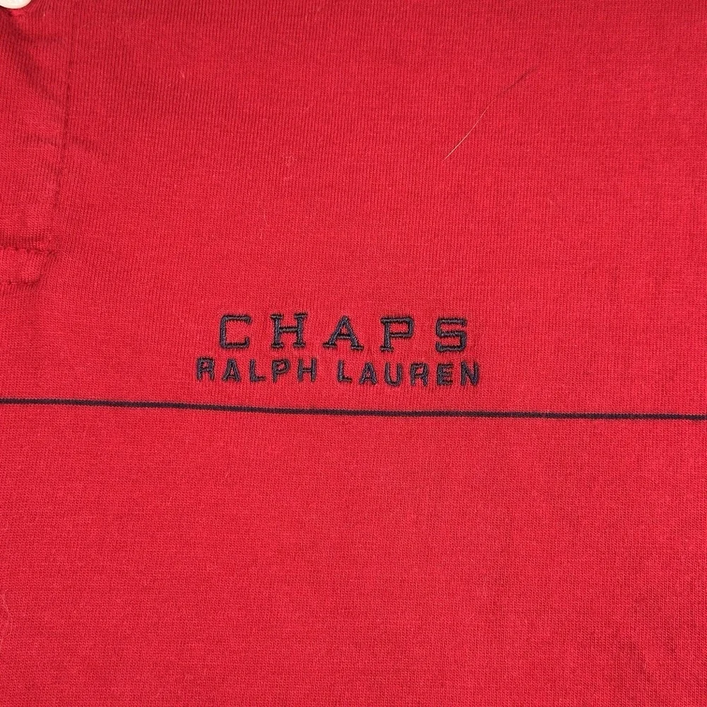 Vintage Chaps Ralph Lauren Red Striped Polo Shirt Mens Small Cotton Y2K‎